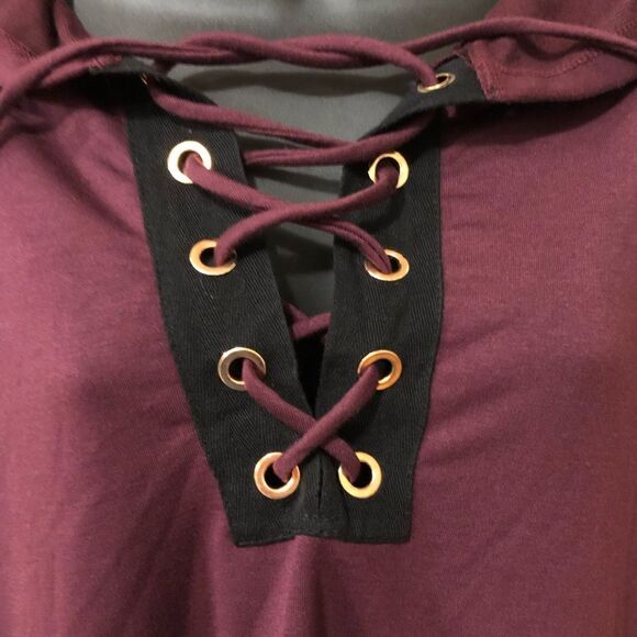 Hippie Chic Burgundy colored hoodie Size L - Picture 6 of 6
